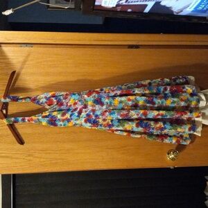 Womens due per due veste dress silk halter open back flowered colorful belted